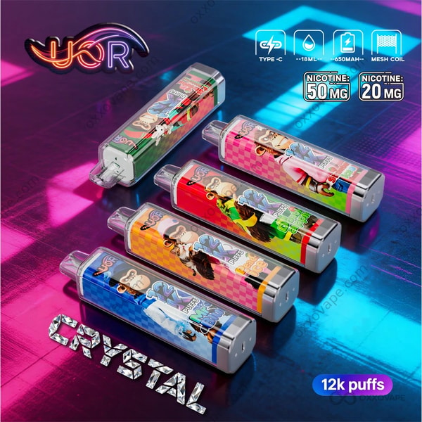 UOR Crystal 12000 12K パフ RGB ライト付き使い捨て Vape フルフレーバー ラインナップ