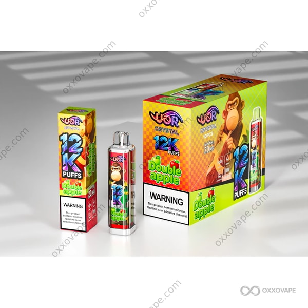 UOR Crystal 12000 Double Apple green and red apple disposable vape flavor