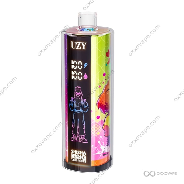 UZY Shisha Hookah King 120000 Peach Ice flavor with adjustable airflow and mesh coil