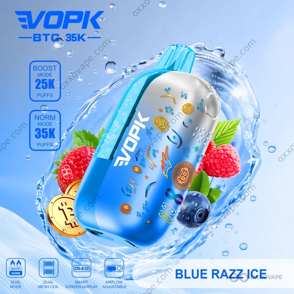 Vopk BTC 35000 Blue Razz Ice flavor disposable vape 35000 puffs