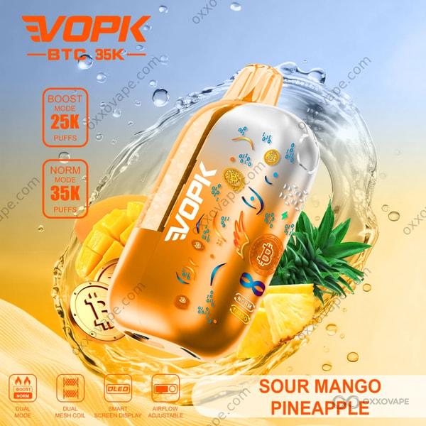 Vopk BTC 35000 Sour Mango Pineapple flavor disposable vape 35000 puffs