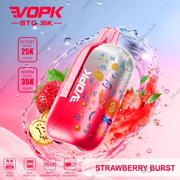 Vopk BTC 35000 Strawberry Burst flavor disposable vape 35000 puffs