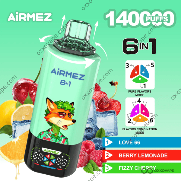 Airmez Fox 140000 Love 66 Berry Lemonade Fizzy Cherry Flavor Combination Disposable Vape