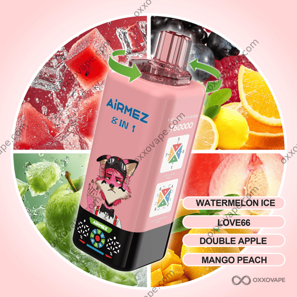 Airmez Fox 160000 Set 3 — Watermelon Ice, Love 66, Double Apple, Mango Peach disposable vape