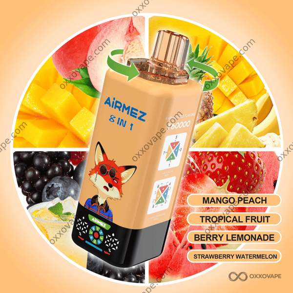 Airmez Fox 160000 Set 5 — Mango Peach, Tropical Fruit, Berry Lemonade, Strawberry Watermelon disposable vape