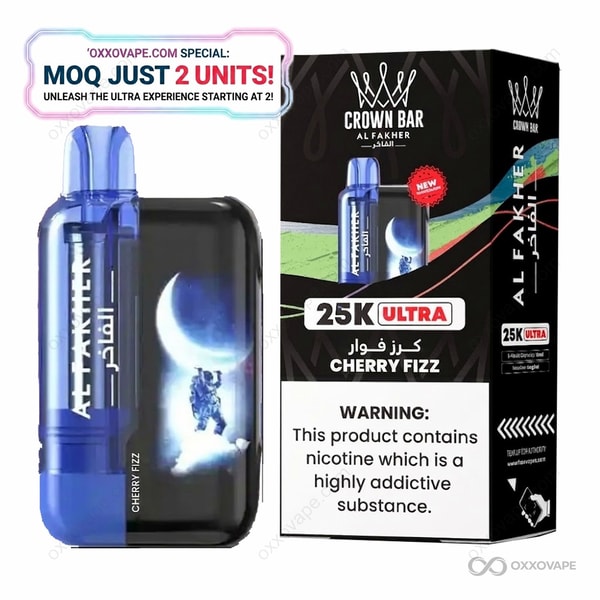 AL FAKHER Crown Bar 25000 Ultra Cherry Fizz Einweg-Vaporizer – prickelnder Kirschgeschmack mit Kohlensäure
