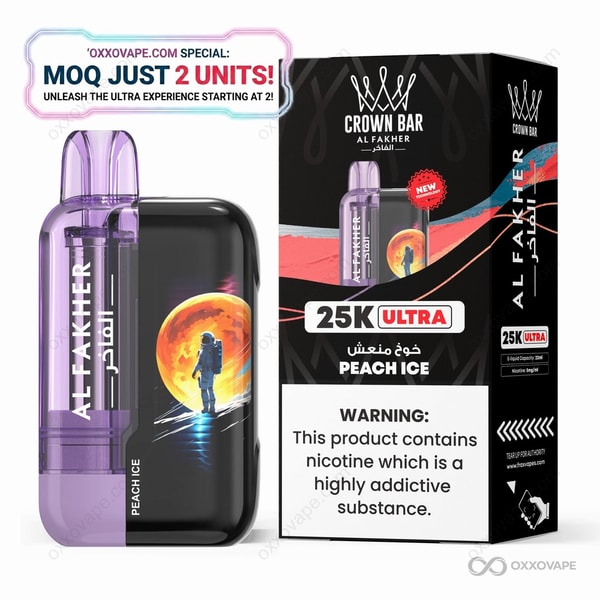 AL FAKHER Crown Bar 25000 Ultra Peach Ice Einweg-Vaporizer – reifer Pfirsich mit eisigem Menthol