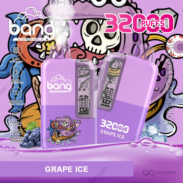 Raisin mentholé de souffles jetables de Vape 32K de glace de raisin du Bang 32000