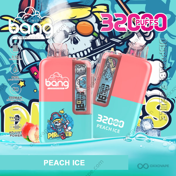 Bang 32000 Peach Ice Vape jetable 32K souffle du menthol glacé à la pêche