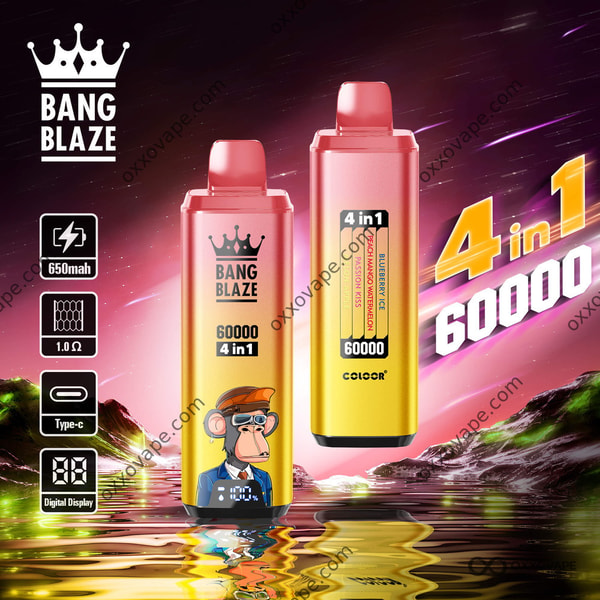 Bang Blaze 60000 4-in-1 Disposable Vape Blueberry Ice Peach Mango Watermelon Passion Kiss Melon Apple