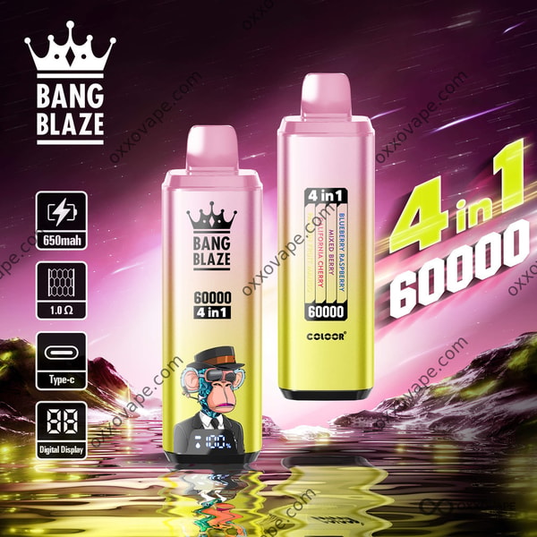 Bang Blaze 60000 4-in-1 Disposable Vape Blueberry Raspberry Mixed Berry California Cherry Passion Fruit Mango