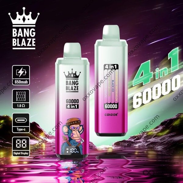 Bang Blaze 60000 4-in-1 Disposable Vape Strawberry Watermelon Black Ice Thirteen Melon Cranberry Grape