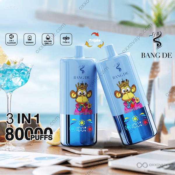 Bang DE 80000 Pod System Blueberry Razz Black Dragon Ice Fizzy Cherry Ice triple flavor combination