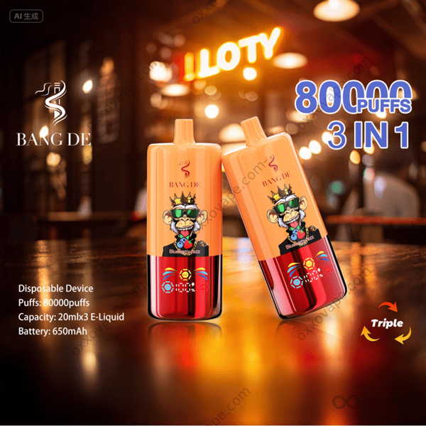 Bang DE 80000 Pod System Blueberry Razz Strawberry Banana Pineapple Coconut triple flavor