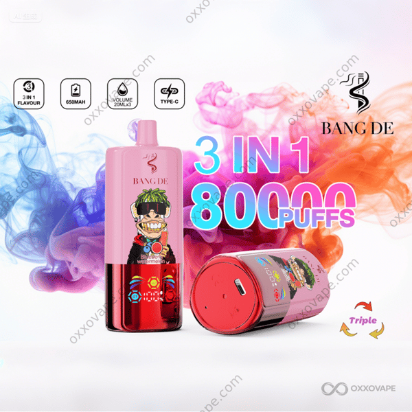 Bang DE 80000 Pod System Blueberry Watermelon Kiwi Passion Fruit Guava Watermelon Bubble Gum flavor