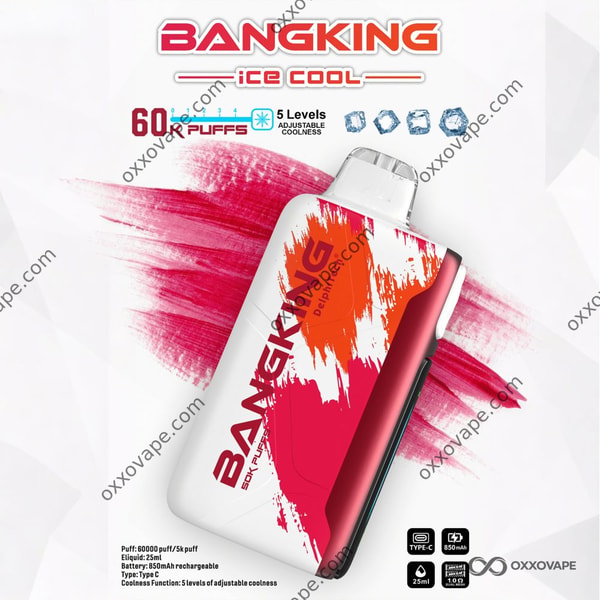 Bang King Ice Cool 60000 60K Puffs Cherry Strazz Einweg-Vaporizer mit 5 Eisstufen