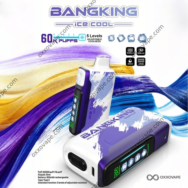 Bang King Ice Cool 60000 60K Puffs Grape Ice Einweg-Vape-LED-Anzeige