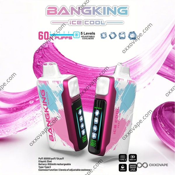Bang King Ice Cool 60000 60K Puffs Peach Ice Einweg-Vaporizer Typ-C-Aufladung