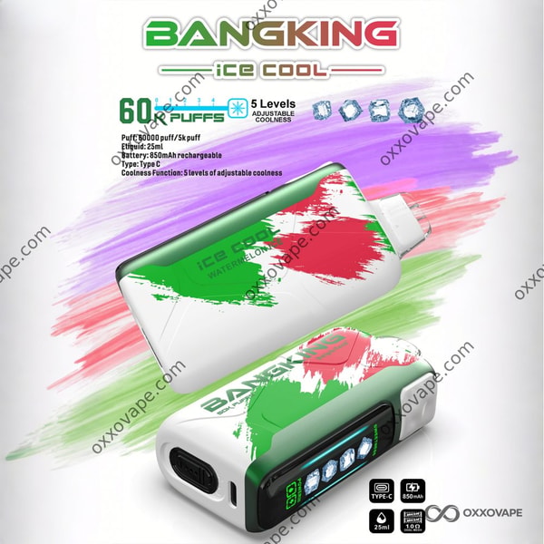 Bang King Ice Cool 60000 60K Puffs Watermelon Ice Einweg-Vaporizer mit LED-Bildschirm