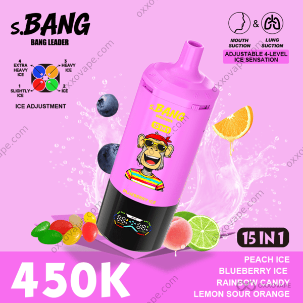 Bang Leader 450000 Puffs Peach Ice Blueberry Ice Rainbow Candy Lemon Sour Orange Flavor Set