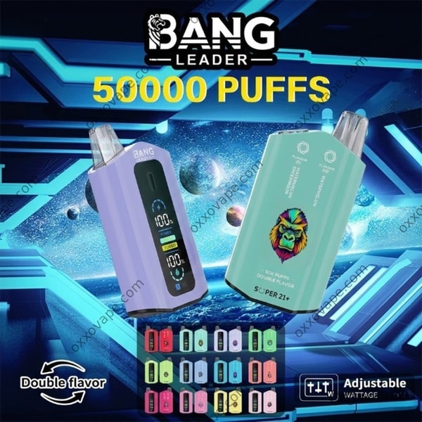 Bang Leader 50000 50K パフ デュアルフレーバー使い捨てベープ スマートディスプレイスクリーン付き