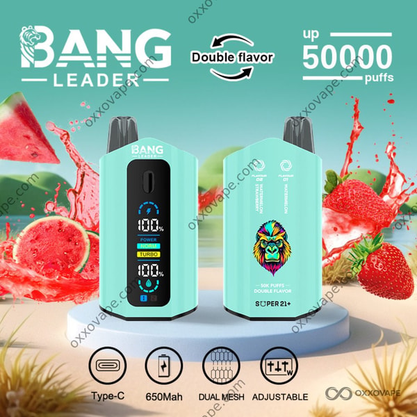 Bang Leader 50000 Einweg-Vape mit zwei Geschmacksrichtungen, Wassermelone, Erdbeere und Wassermelone