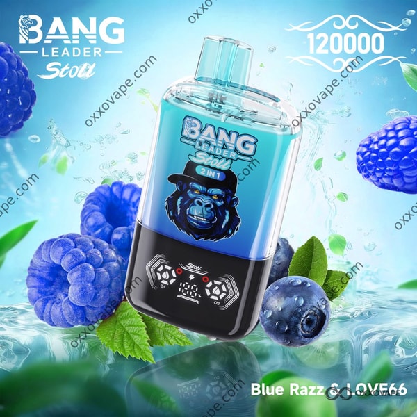 Bang Leader Stoll 120000 Blue Razz and Love 66 Einweg-Vaporizer mit zwei Geschmacksrichtungen