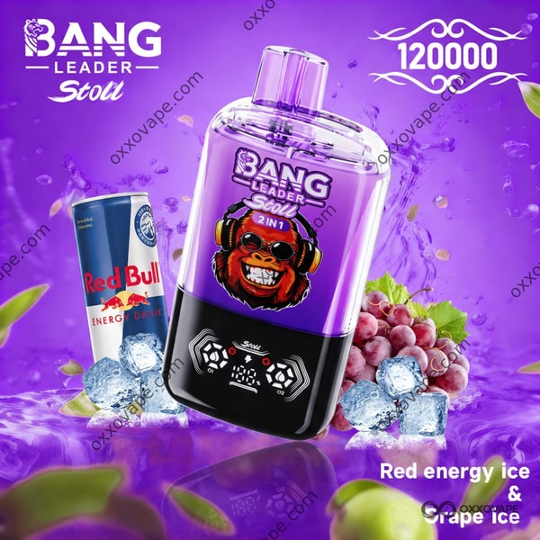 Bang Leader Stoll 120000 Red Energy und Grape Ice Einweg-Vape mit zwei Geschmacksrichtungen