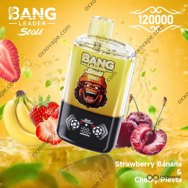Bang Leader Stoll 120000 Erdbeer-Banane- und Kirsch-Piesta-Einweg-Vape mit zwei Geschmacksrichtungen