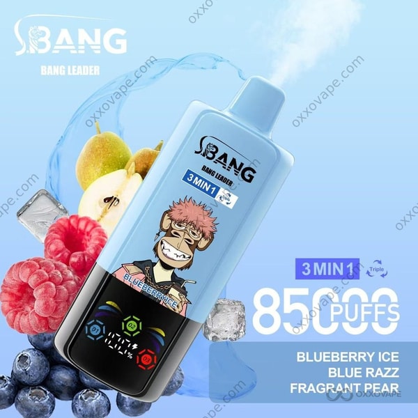 Bang Leader Triple 85000 Blueberry Ice Blue Raz Fragrant Pear flavor disposable vape