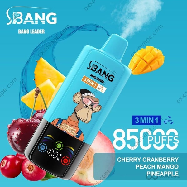 Bang Leader Triple 85000 Cherry Cranberry Peach Mango Pineapple flavor disposable vape