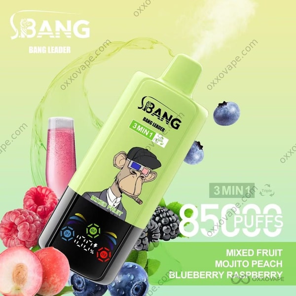 Bang Leader Triple 85000 Mixed Fruit Mojito Peach Blueberry Raspberry disposable vape