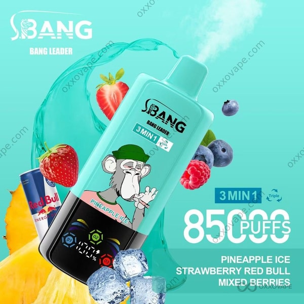 Bang Leader Triple 85000 Pineapple Ice Strawberry Red Bull Mixed Berries disposable vape
