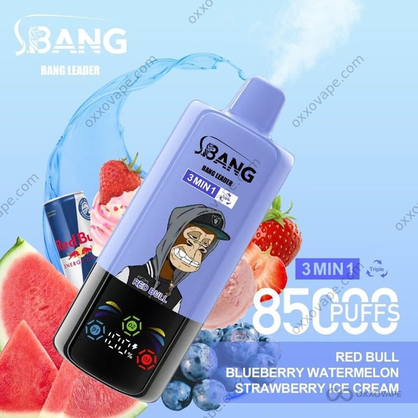 Bang Leader Triple 85000 Red Bull Blueberry Watermelon Strawberry Ice Cream disposable vape