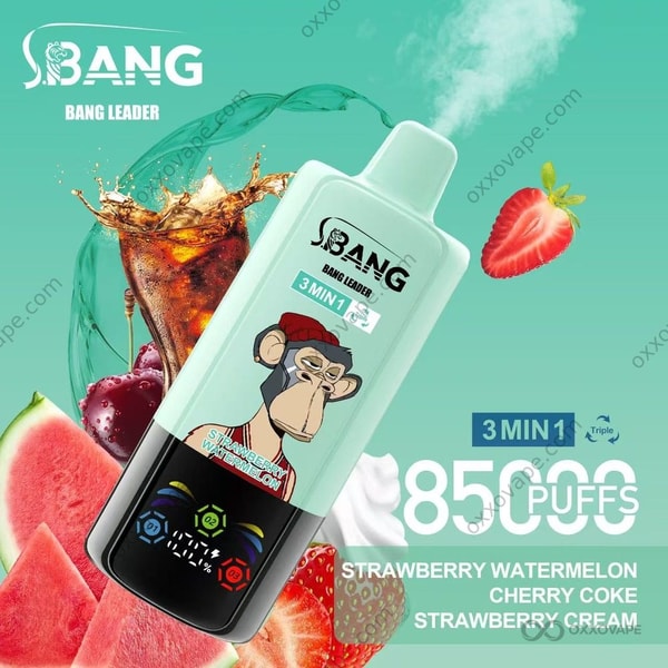 Bang Leader Triple 85000 Strawberry Watermelon Cherry Coke Strawberry Cream disposable vape