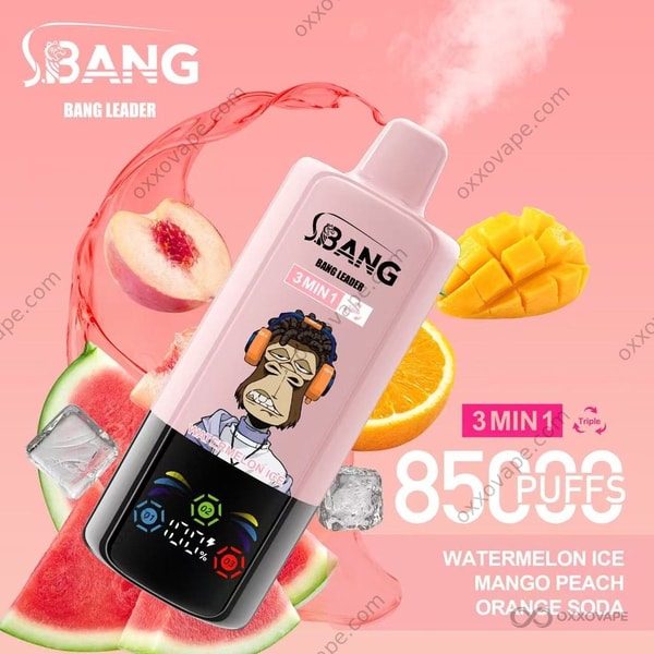 Bang Leader Triple 85000 Watermelon Ice Mango Peach Orange Soda flavor disposable vape