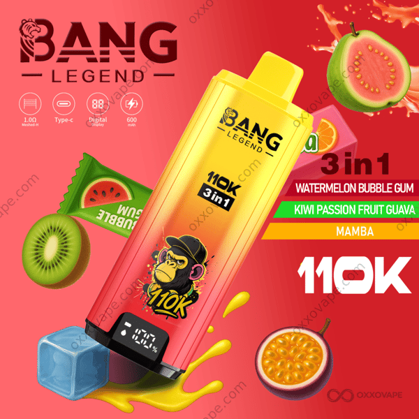 Bang Legend 110000 Puffs Watermelon Bubble Gum Kiwi Passion Fruit Guava Mamba triple flavor disposable vape