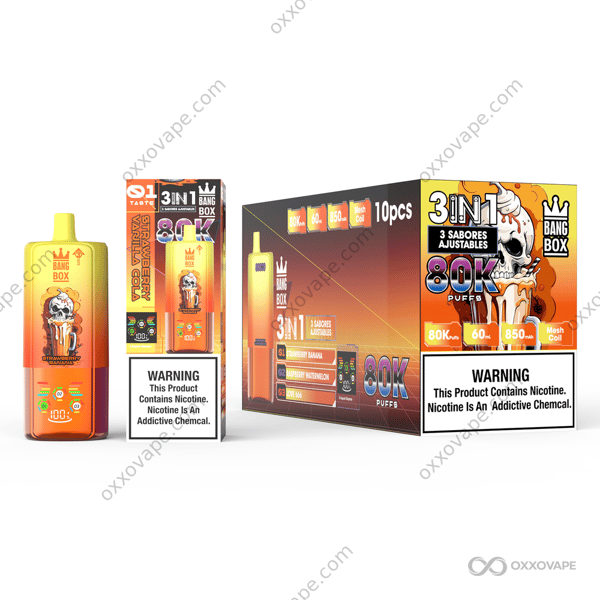 BangBox 80000 Strawberry Banana Raspberry Watermelon Love 666 3-in-1 Flavor Disposable Vape