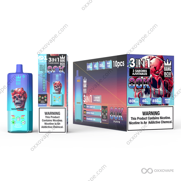 BangBox 80000 Triple Berry Ice Mango Peach Strawberry Kiwi 3-in-1 80K Puffs Disposable Vape