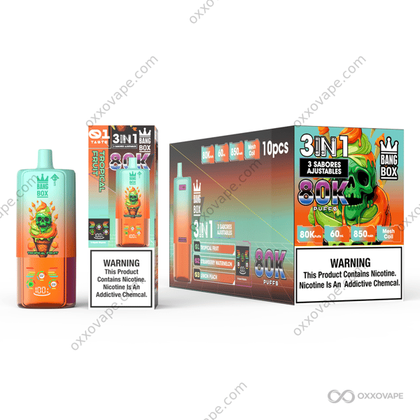 BangBox 80000 Tropical Fruit Strawberry Watermelon Lemon Peach 3-in-1 Disposable Vape 80K Puffs
