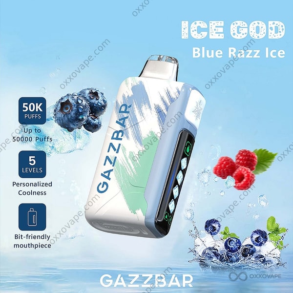 Gazzbar Ice God 50000 Blue Razz Ice Flavor Disposable Vape