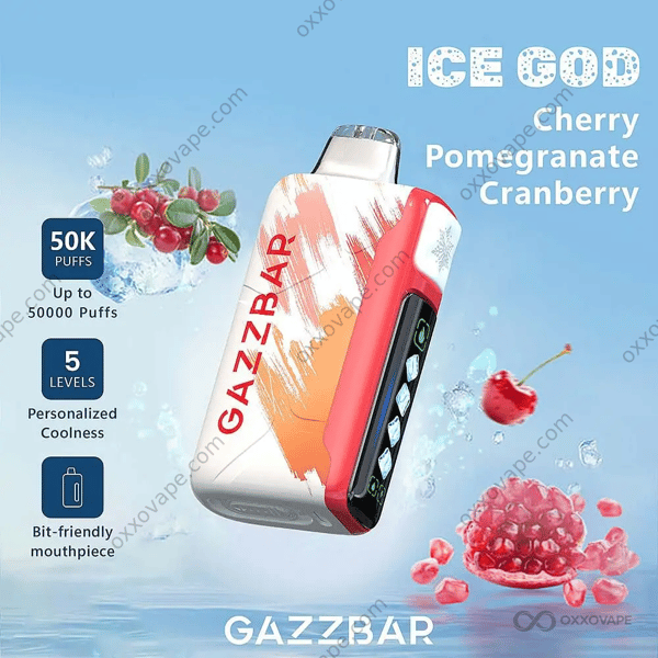 Gazzbar Ice God 50000 Cherry Pomegranate Cranberry Flavor Disposable Vape