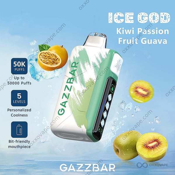 Gazzbar Ice God 50000 Kiwi Passion Fruit Guava Flavor Disposable Vape
