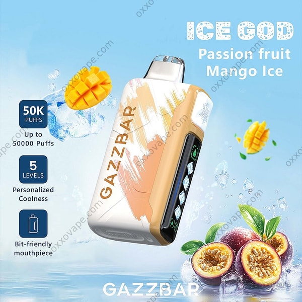 Gazzbar Ice God 50000 Passion Fruit Mango Ice Flavor Disposable Vape