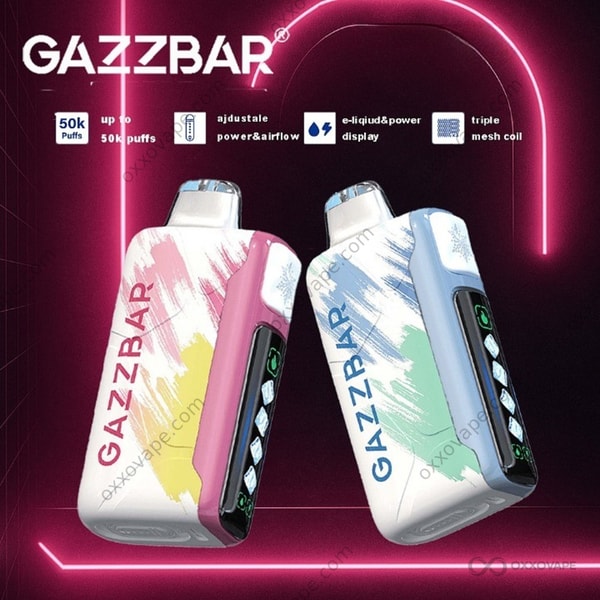 Gazzbar Ice God 50000 パフ 使い捨てベープ スマート LED ディスプレイとトリプルメッシュコイル付き