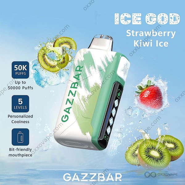 Gazzbar Ice God 50000 Strawberry Kiwi Ice Flavor Disposable Vape