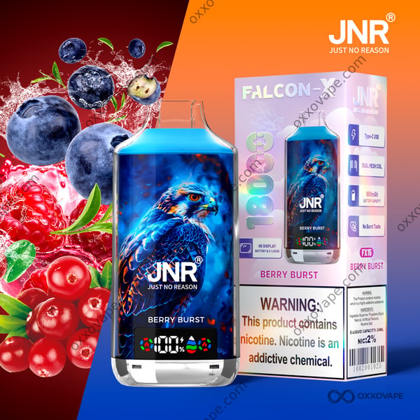JNR Falcon X 18000 Berry Burst flavour disposable vape 18000 puffs