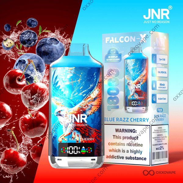 JNR Falcon X 18000 Blue Razz Cherry flavour disposable vape 18000 puffs