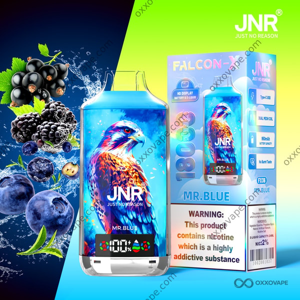 JNR Falcon X 18000 Mr Blue flavour disposable vape 18000 puffs