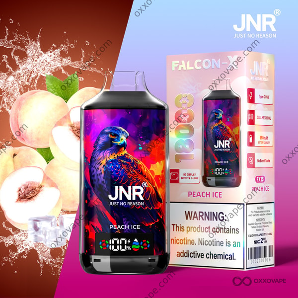 JNR Falcon X 18000 Peach Ice flavour disposable vape 18000 puffs